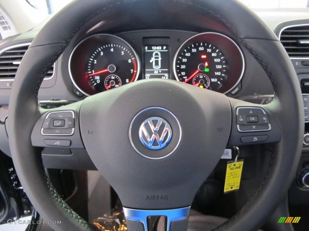 2011 Volkswagen Jetta SE SportWagen Titan Black Steering Wheel Photo #41076867