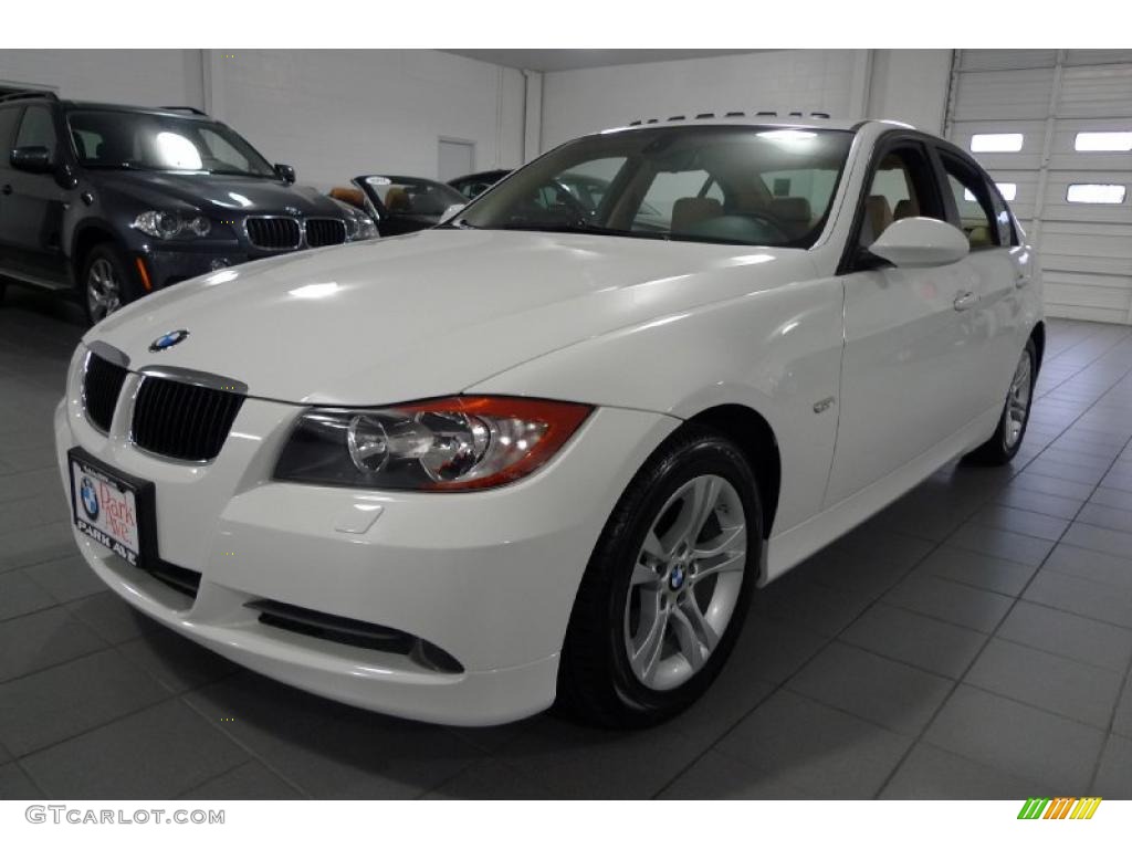 2008 3 Series 328xi Sedan - Alpine White / Beige photo #1