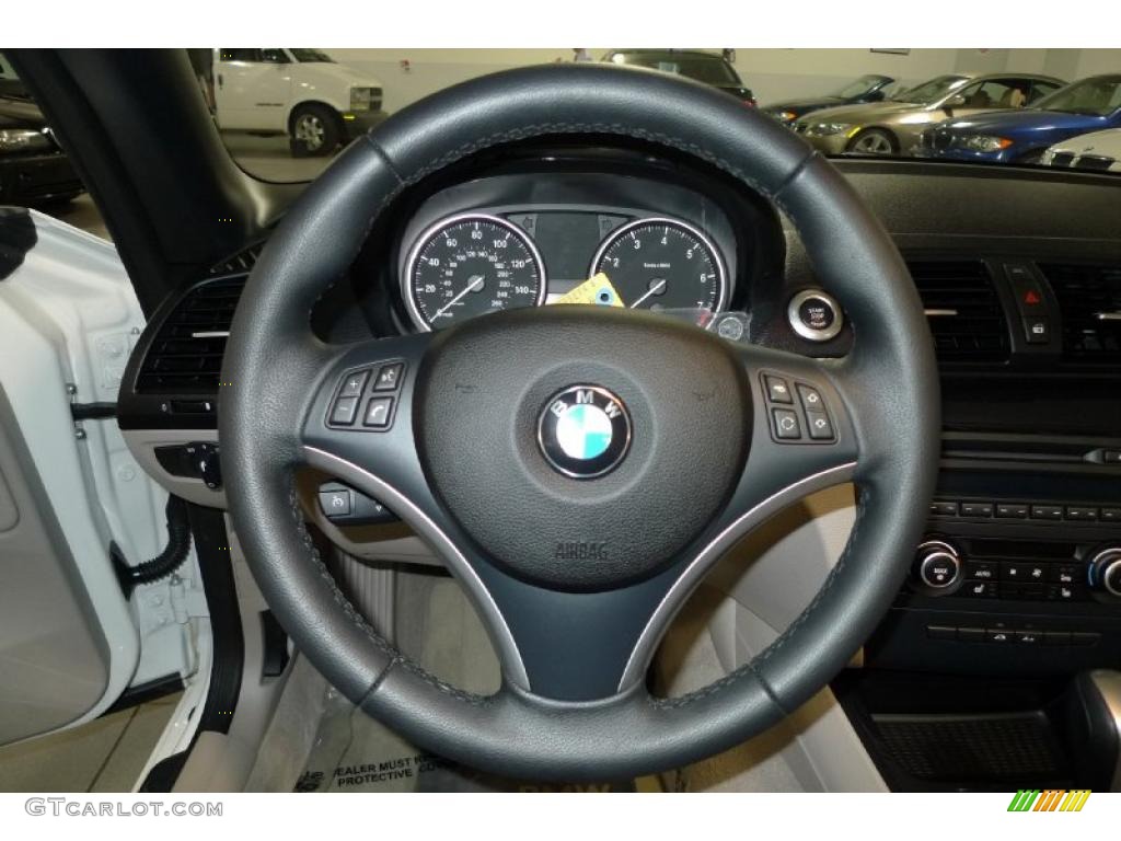 2011 BMW 1 Series 128i Convertible Taupe Steering Wheel Photo #41078967