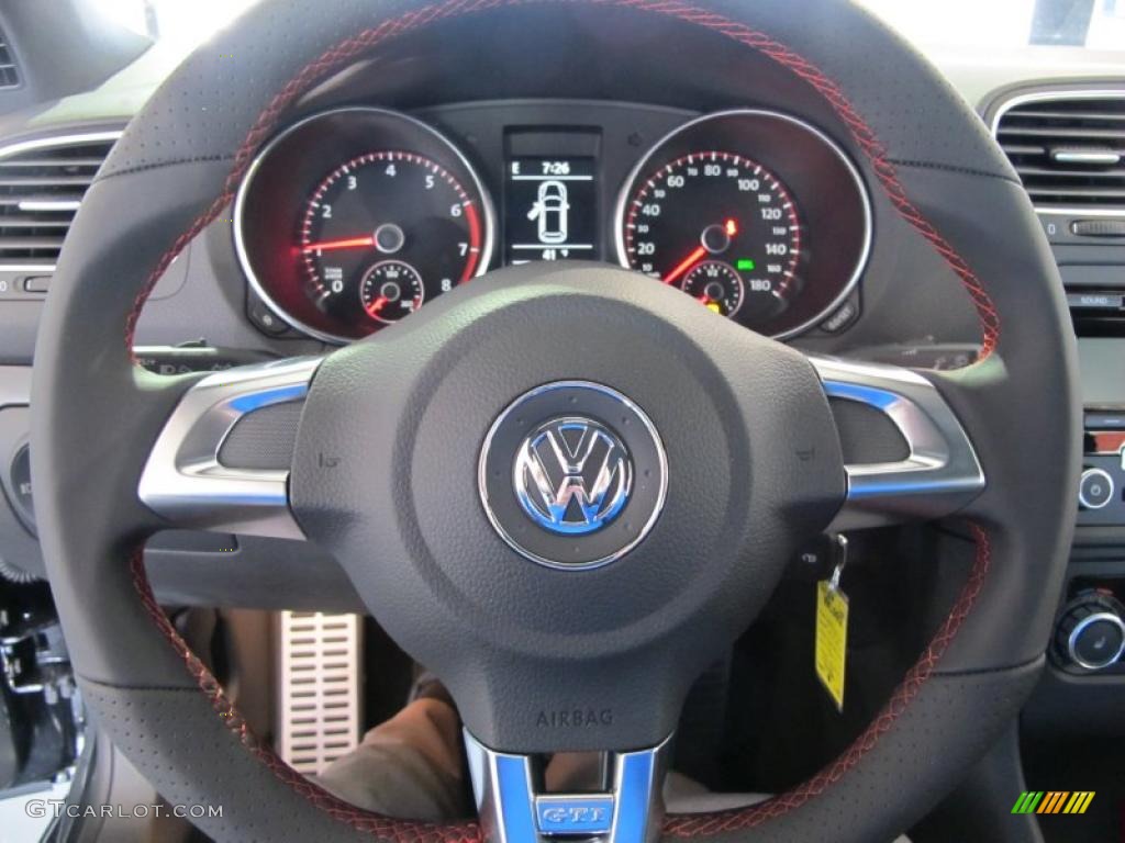 2011 Volkswagen GTI 4 Door Interlagos Plaid Cloth Steering Wheel Photo #41079479