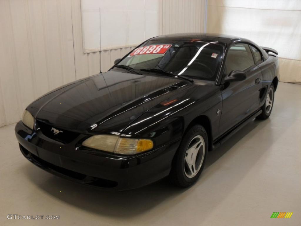 1998 Mustang V6 Coupe - Black / Charcoal Grey photo #1