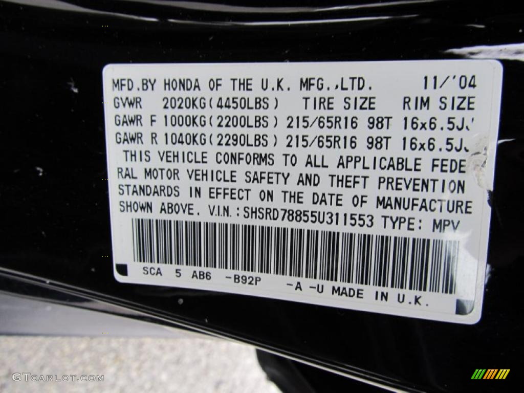 2005 CR-V EX 4WD - Nighthawk Black Pearl / Black photo #14