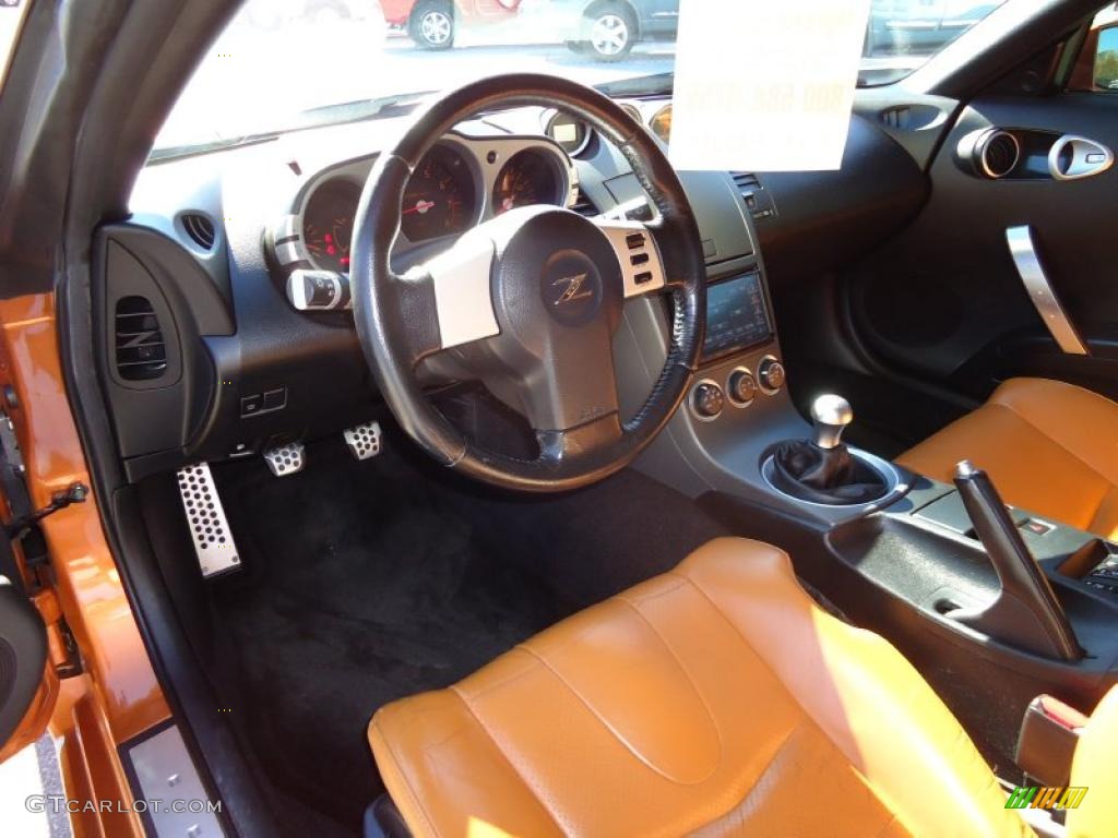 Burnt Orange/Carbon Black Interior 2003 Nissan 350Z Touring Coupe Photo #41096373