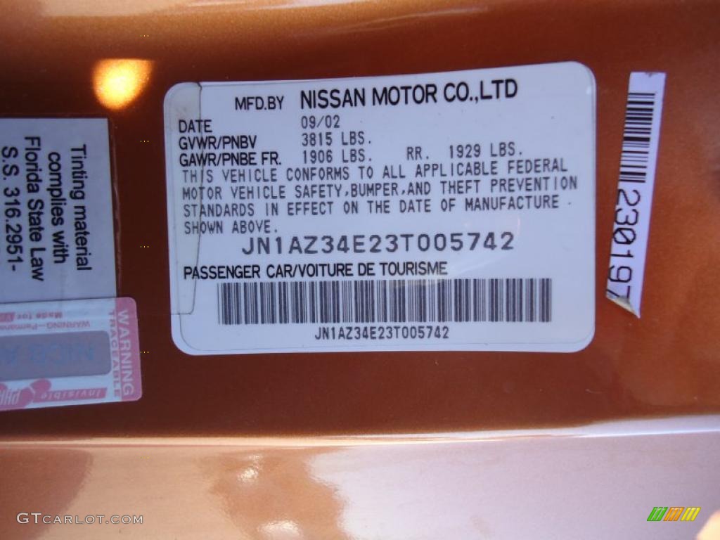 2003 Nissan 350Z Touring Coupe Info Tag Photos