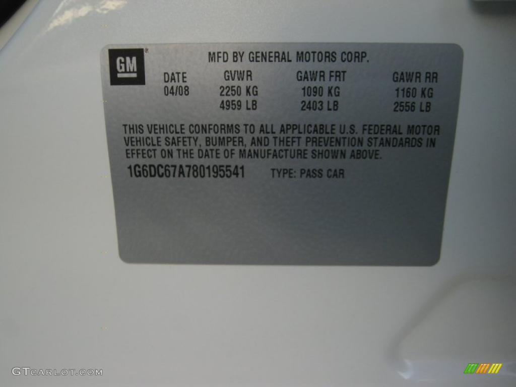 2008 Cadillac STS V8 Info Tag Photo #41104522