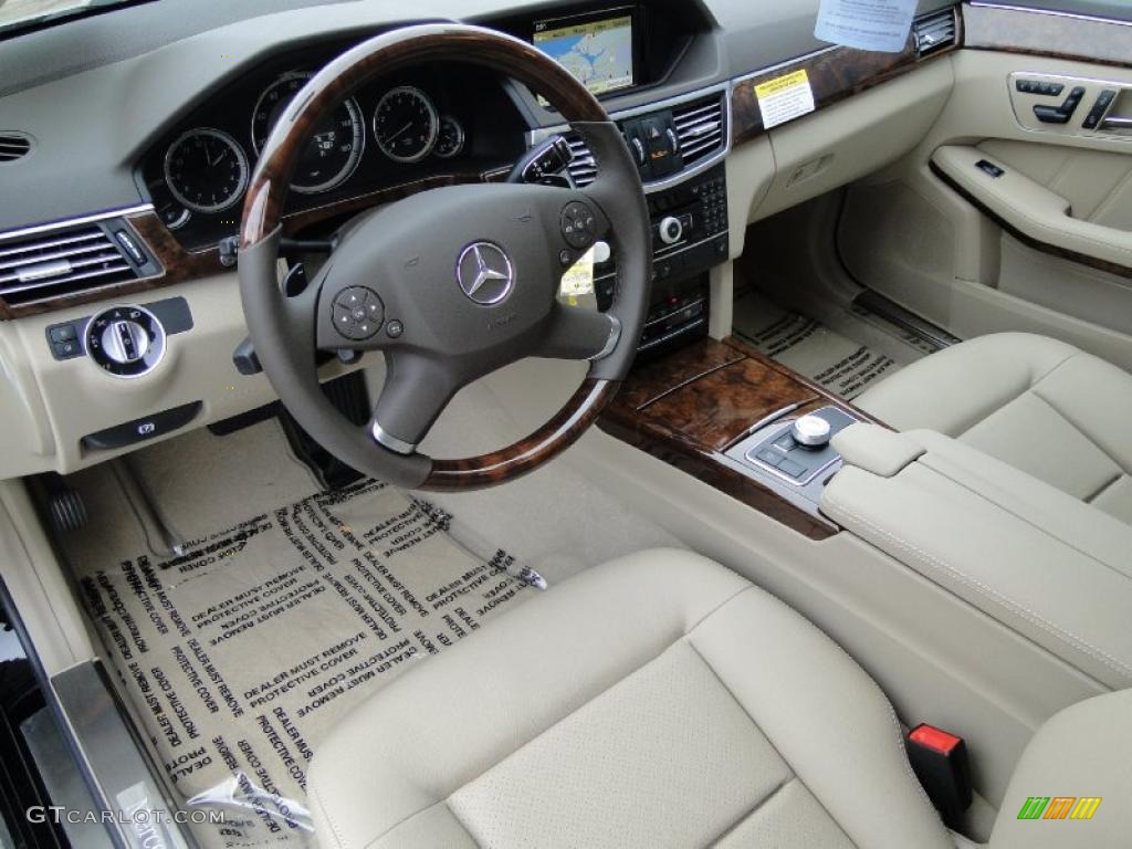 Almond/Black Interior 2011 Mercedes-Benz E 350 Sedan Photo #41109706