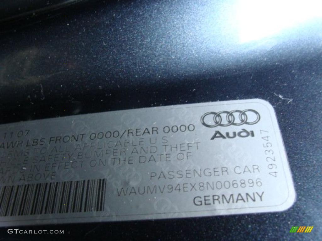 2008 Audi A8 L 4.2 quattro Info Tag Photo #41113651