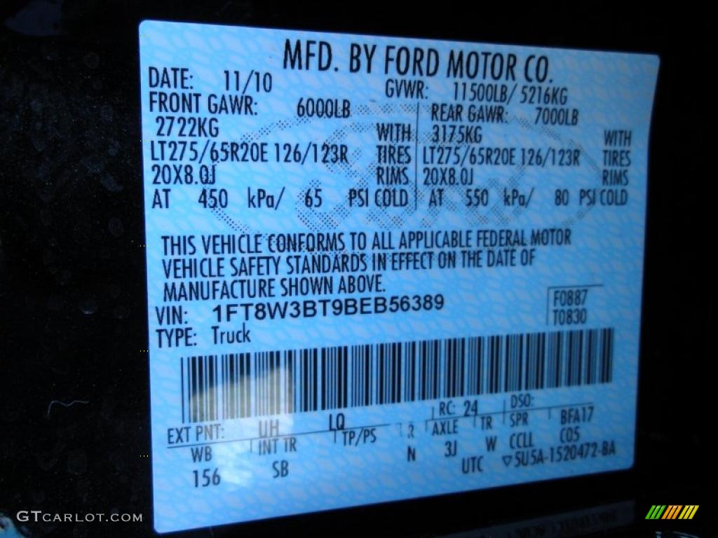 2011 Ford F350 Super Duty King Ranch Crew Cab 4x4 Info Tag Photo #41119983