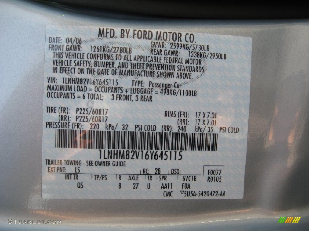 2006 Town Car Color Code LS for Light Ice Blue Metallic Photo #41125383