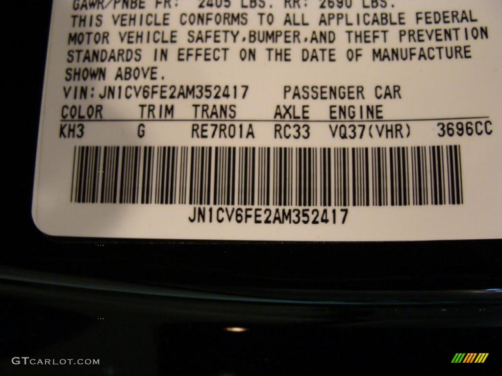 2010 G Color Code KH3 for Obsidian Black Photo #41126579
