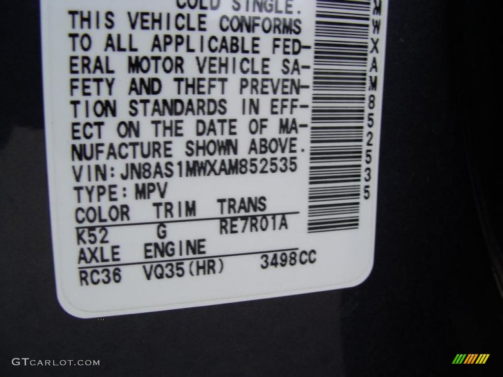 2010 FX Color Code K52 for Blue Slate Photo #41127867