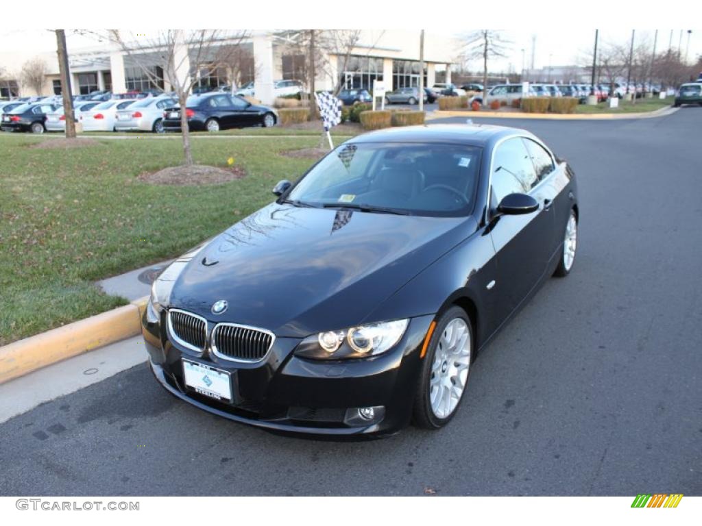 2008 3 Series 328i Coupe - Jet Black / Black photo #2