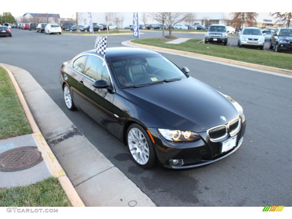 2008 3 Series 328i Coupe - Jet Black / Black photo #8