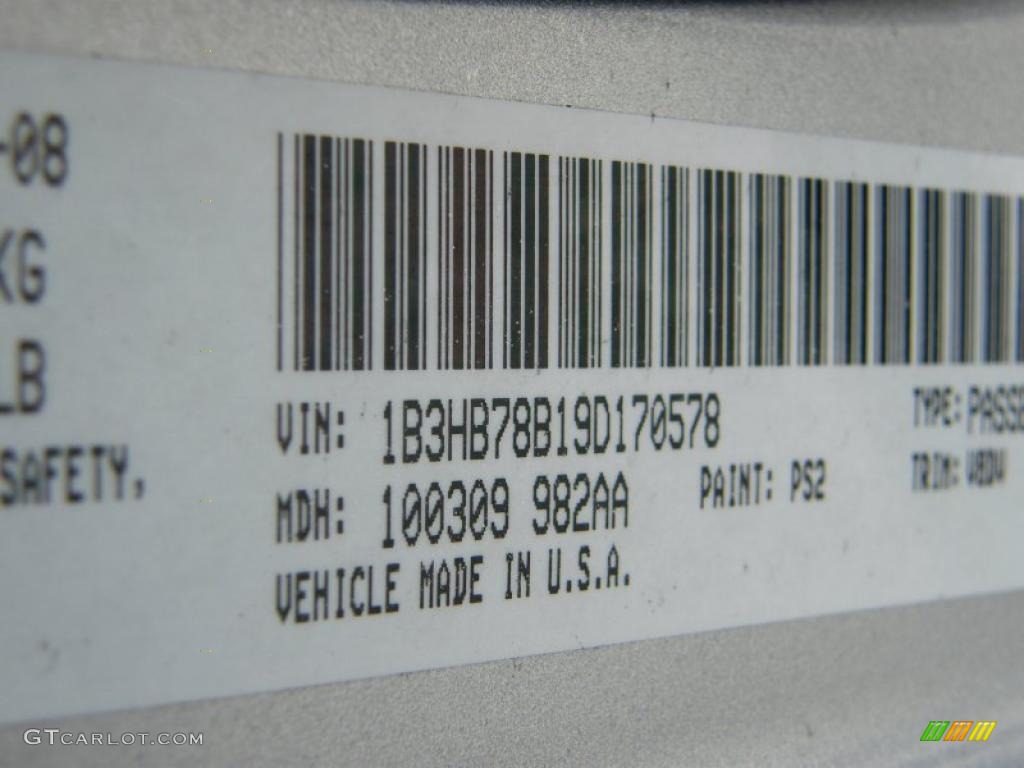 2009 Caliber Color Code PS2 for Bright Silver Metallic Photo #41130711