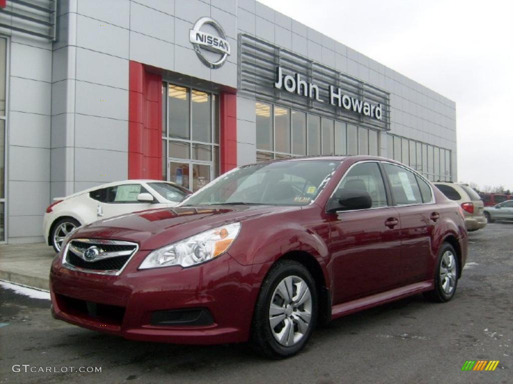 2010 Legacy 2.5i Sedan - Ruby Red Pearl / Off Black photo #1