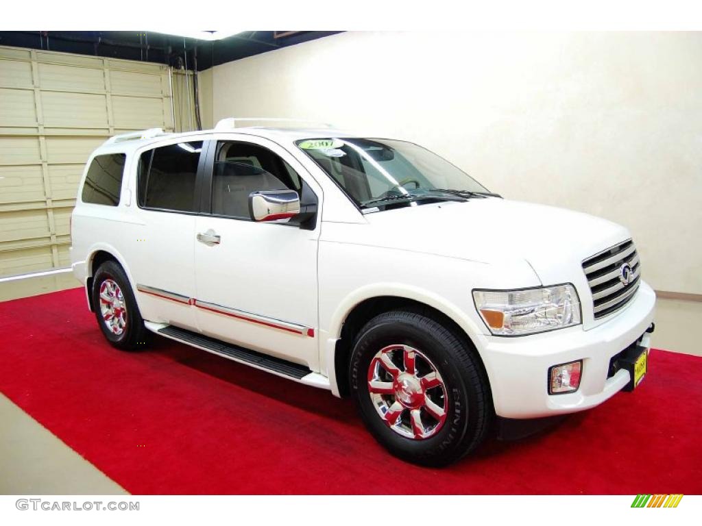 2007 QX 56 - Ivory White Pearl / Willow Beige photo #1