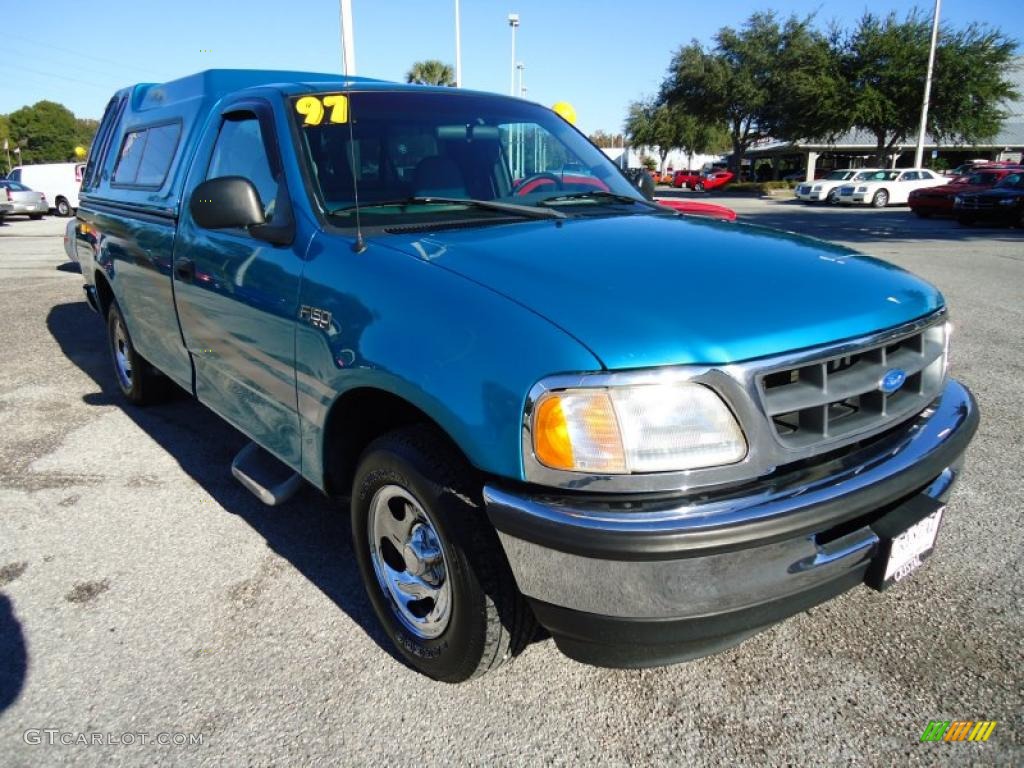 1997 F150 XL Regular Cab - Teal Metallic / Medium Graphite photo #10