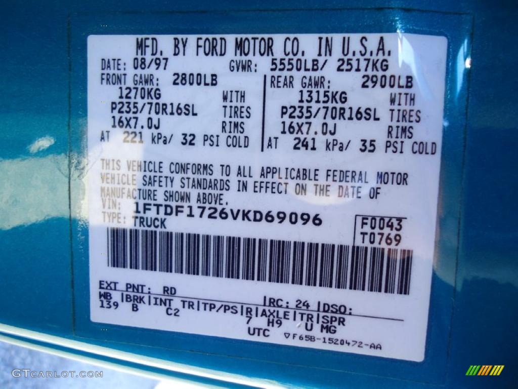 1997 F150 Color Code RD for Teal Metallic Photo #41137903