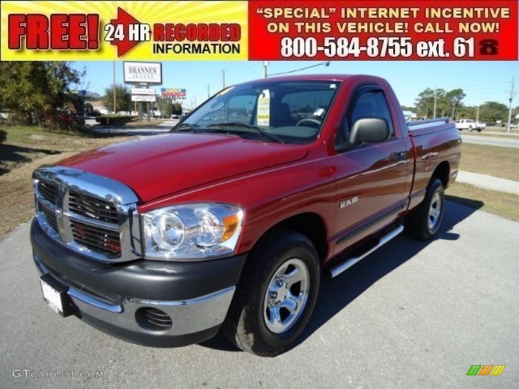 2008 Ram 1500 SXT Regular Cab - Inferno Red Crystal Pearl / Medium Slate Gray photo #1