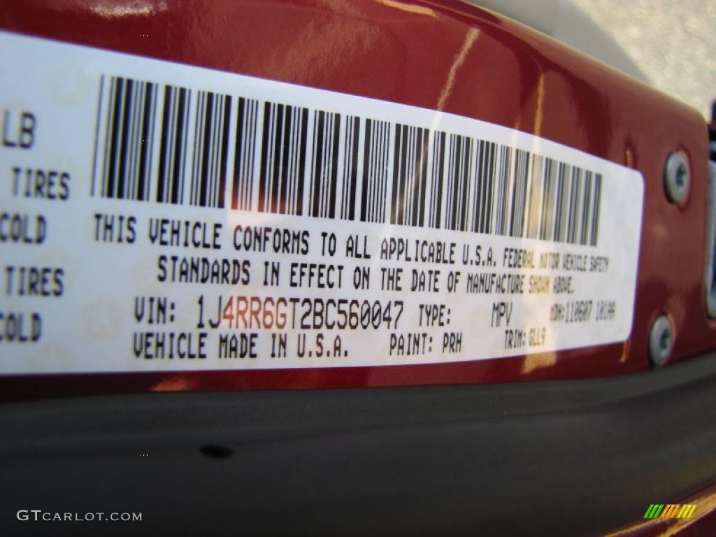 2011 Grand Cherokee Color Code PRH for Inferno Red Crystal Pearl Photo #41141780