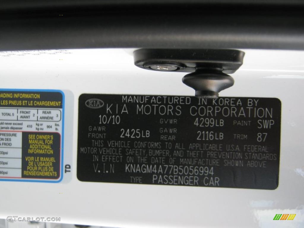 2011 Optima Color Code SWP for Snow White Pearl Photo #41151568