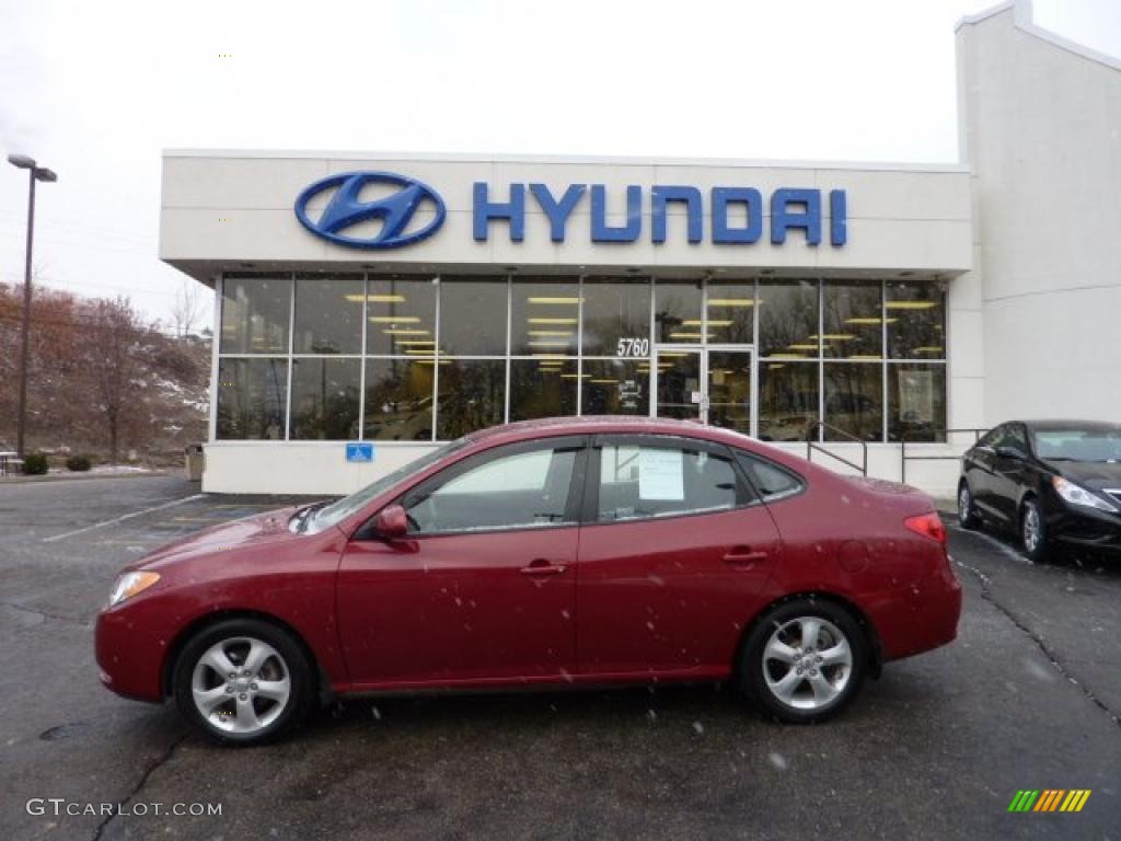 2008 Elantra SE Sedan - Apple Red Pearl / Gray photo #1