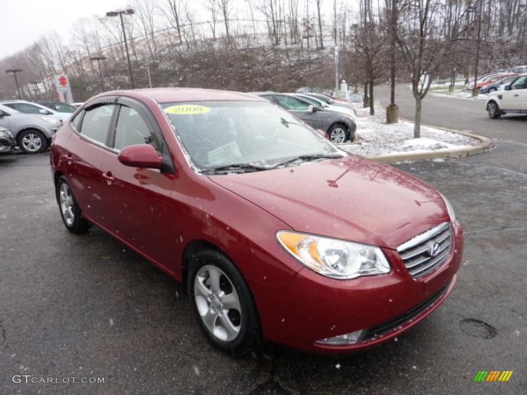 2008 Elantra SE Sedan - Apple Red Pearl / Gray photo #5