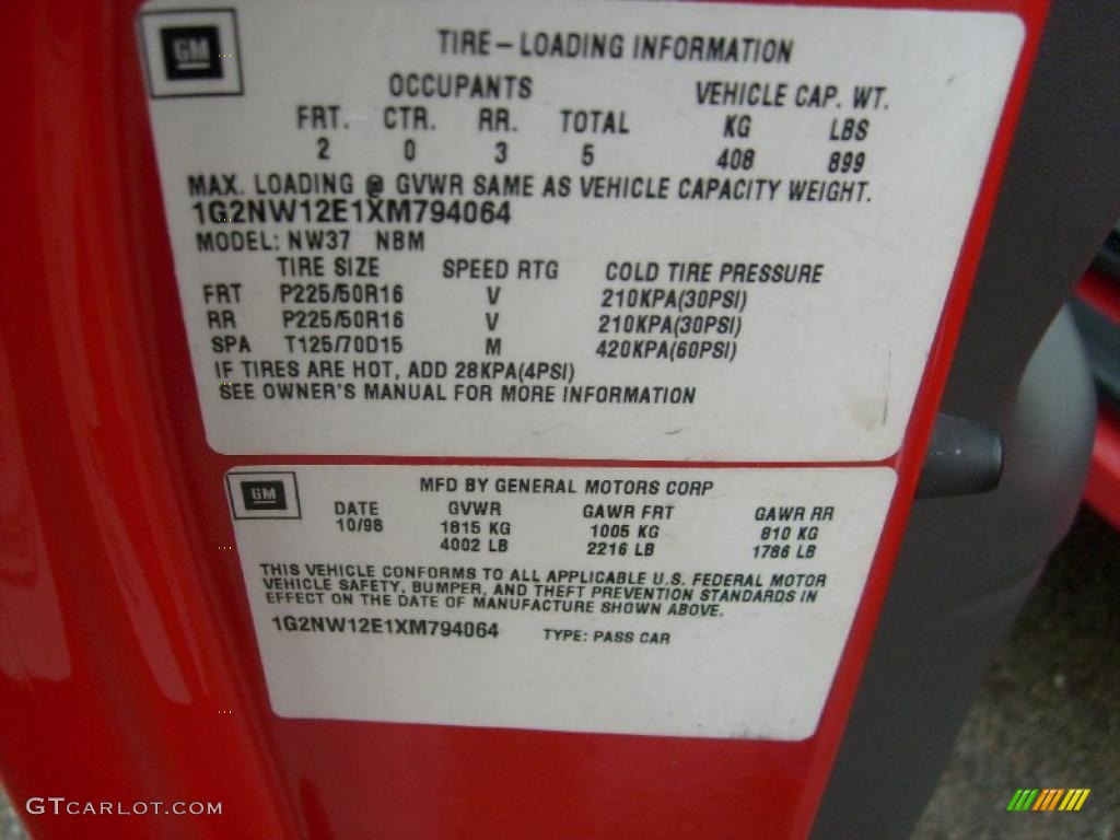 1999 Grand Am GT Coupe - Bright Red / Dark Pewter photo #20