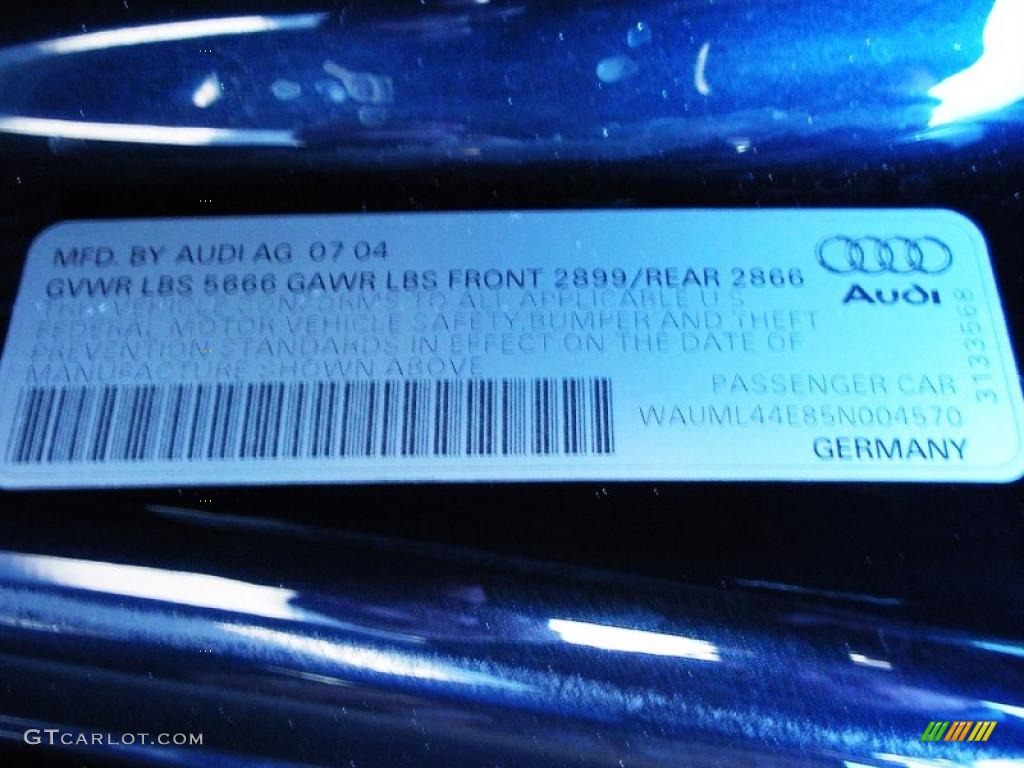 2005 Audi A8 L 4.2 quattro Info Tag Photos