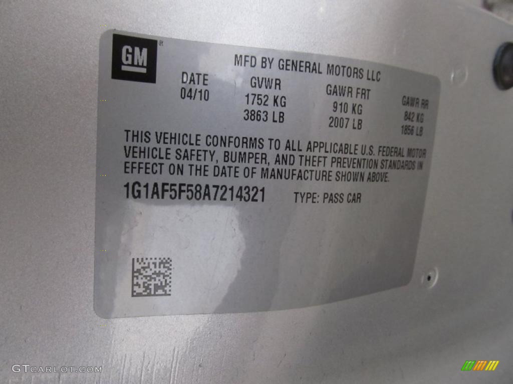 2010 Cobalt LT Sedan - Silver Ice Metallic / Gray photo #24