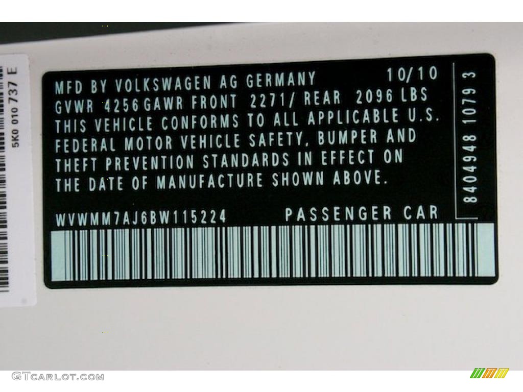 2011 Volkswagen Golf 2 Door TDI Info Tag Photo #41167449