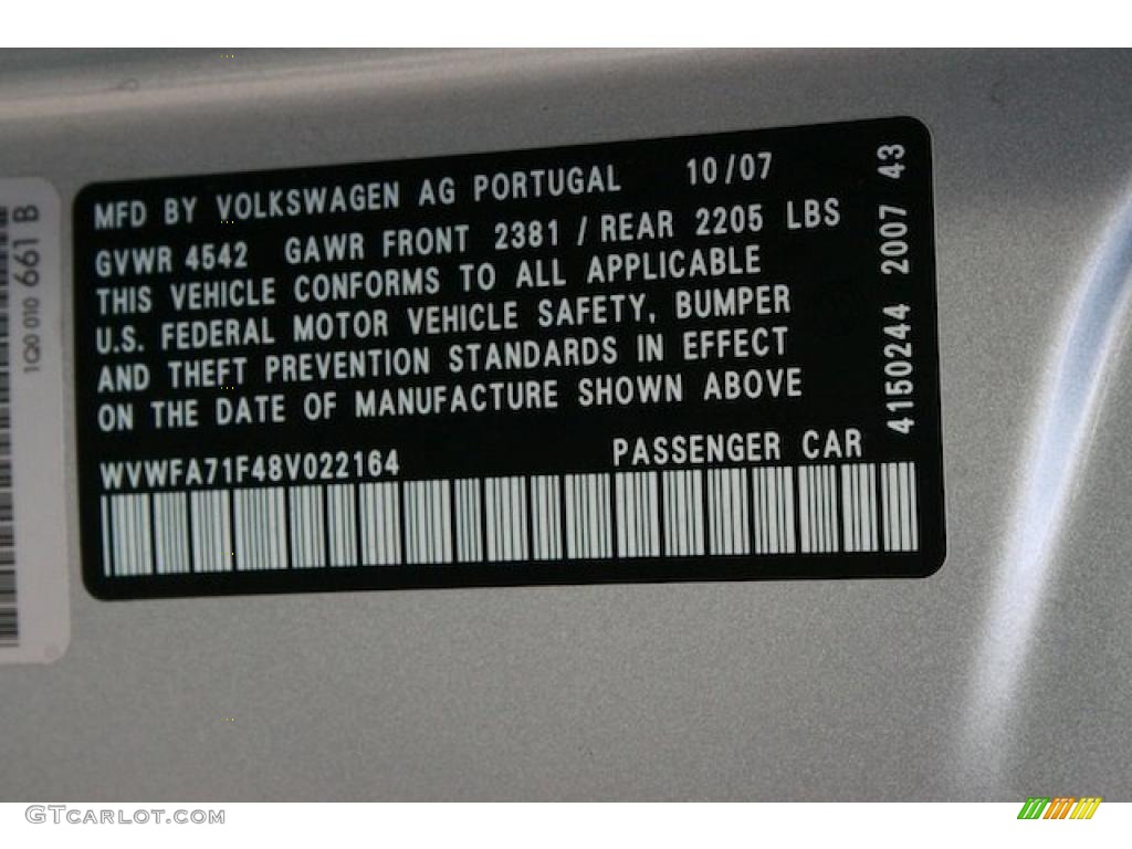 2008 Volkswagen Eos Lux Info Tag Photo #41168886