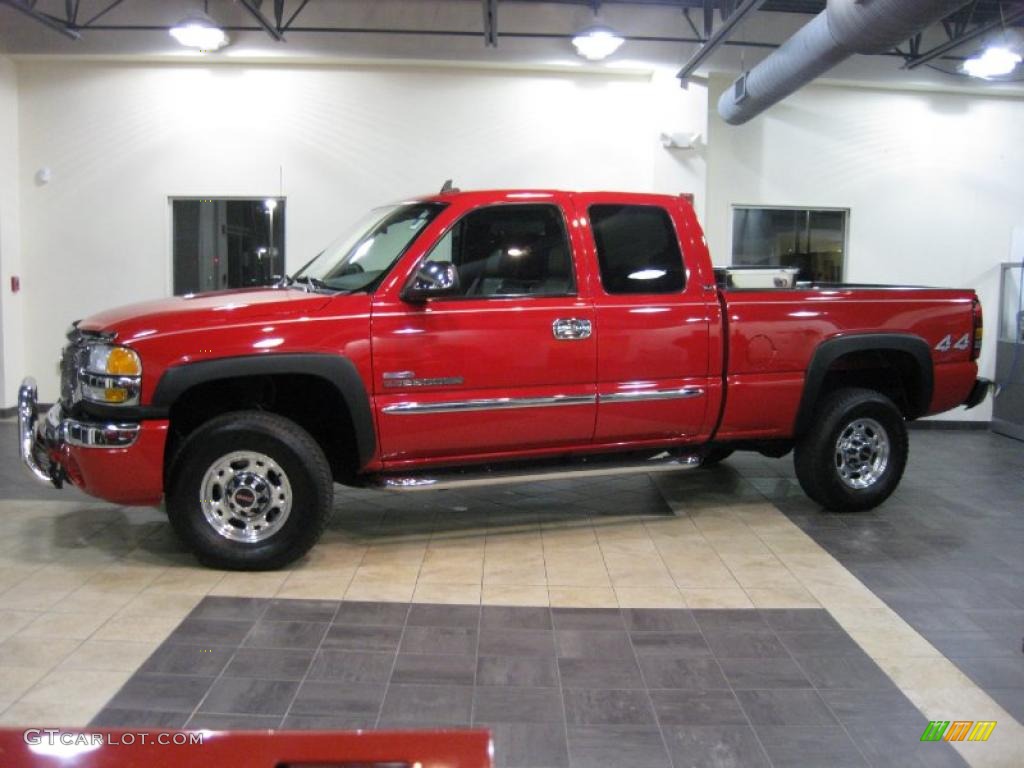 2006 Sierra 2500HD SLT Extended Cab 4x4 - Fire Red / Dark Pewter photo #1