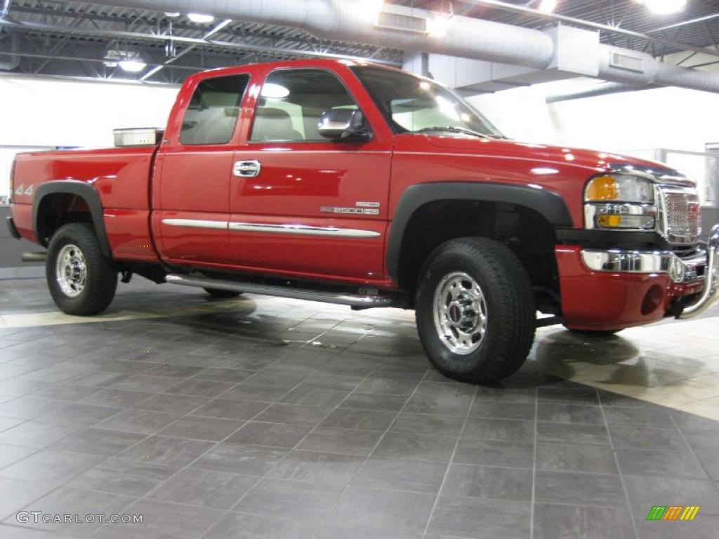 2006 Sierra 2500HD SLT Extended Cab 4x4 - Fire Red / Dark Pewter photo #4