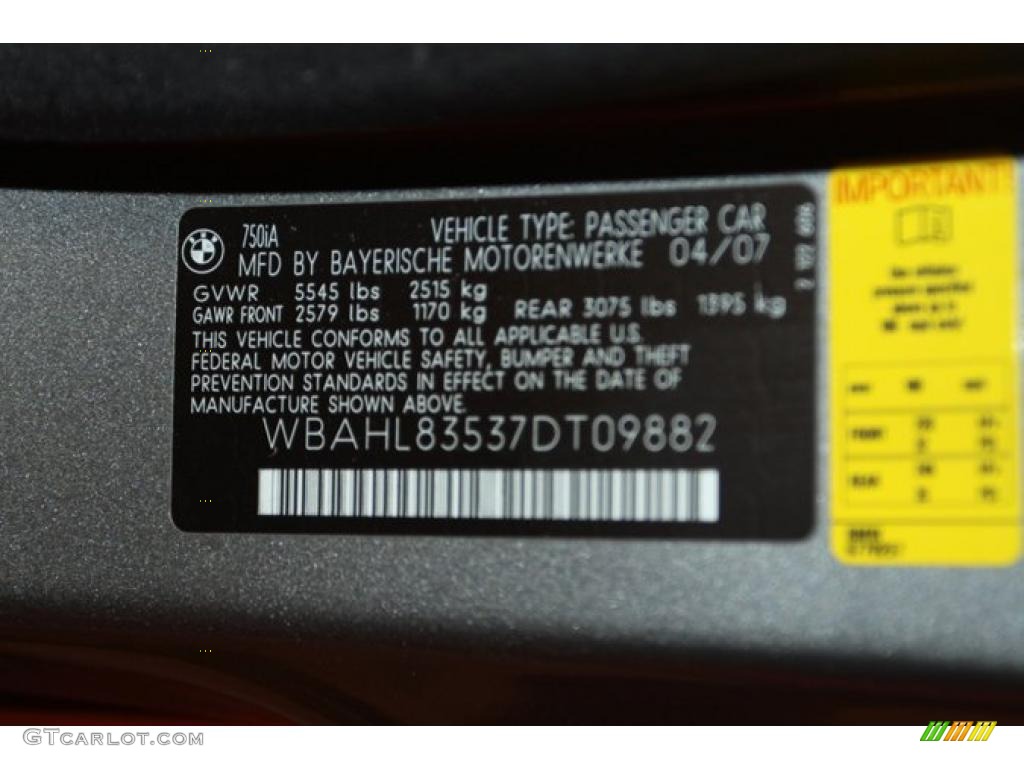 2007 7 Series 750i Sedan - Sterling Grey Metallic / Black photo #10