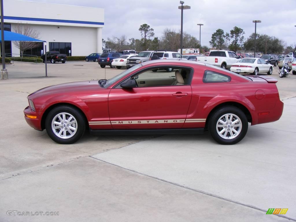 2007 Mustang V6 Deluxe Coupe - Redfire Metallic / Medium Parchment photo #2
