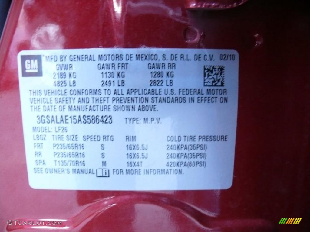 2010 VUE XE - Crystal Red Tintcoat / Gray photo #14