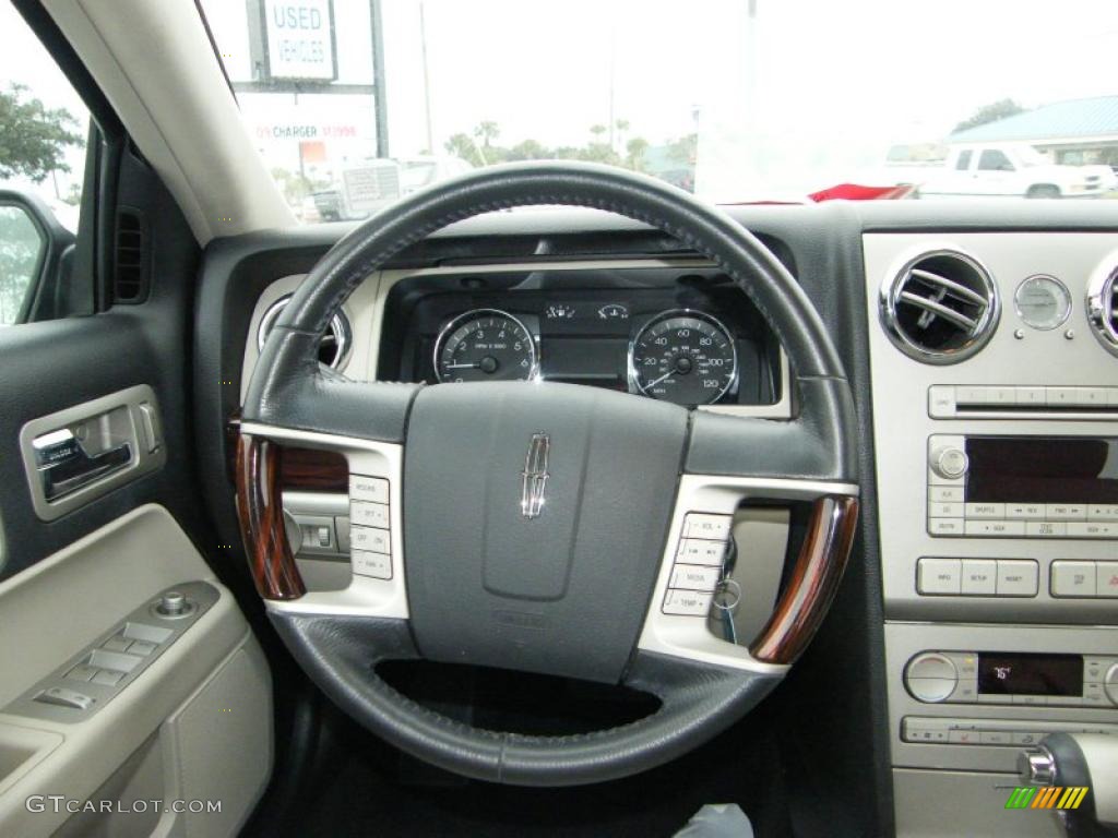 2007 Lincoln MKZ Sedan Light Stone Steering Wheel Photo #41193074