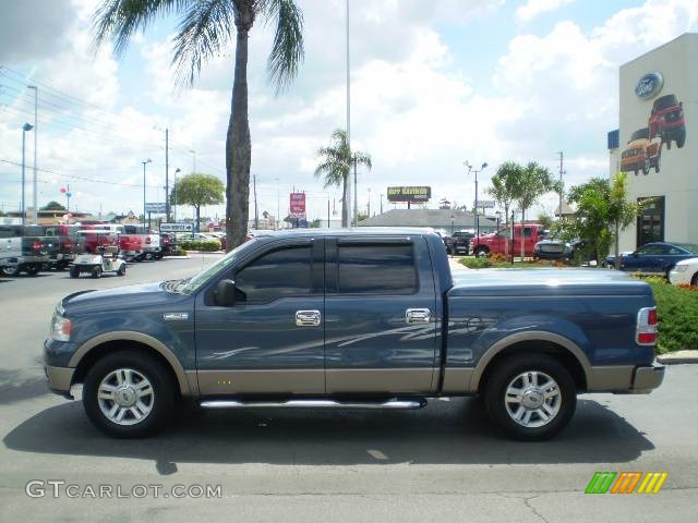 2004 F150 Lariat SuperCrew - Medium Wedgewood Blue Metallic / Tan photo #2