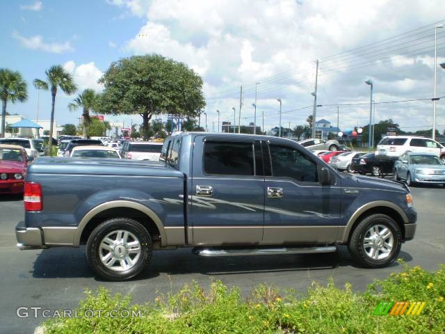 2004 F150 Lariat SuperCrew - Medium Wedgewood Blue Metallic / Tan photo #6