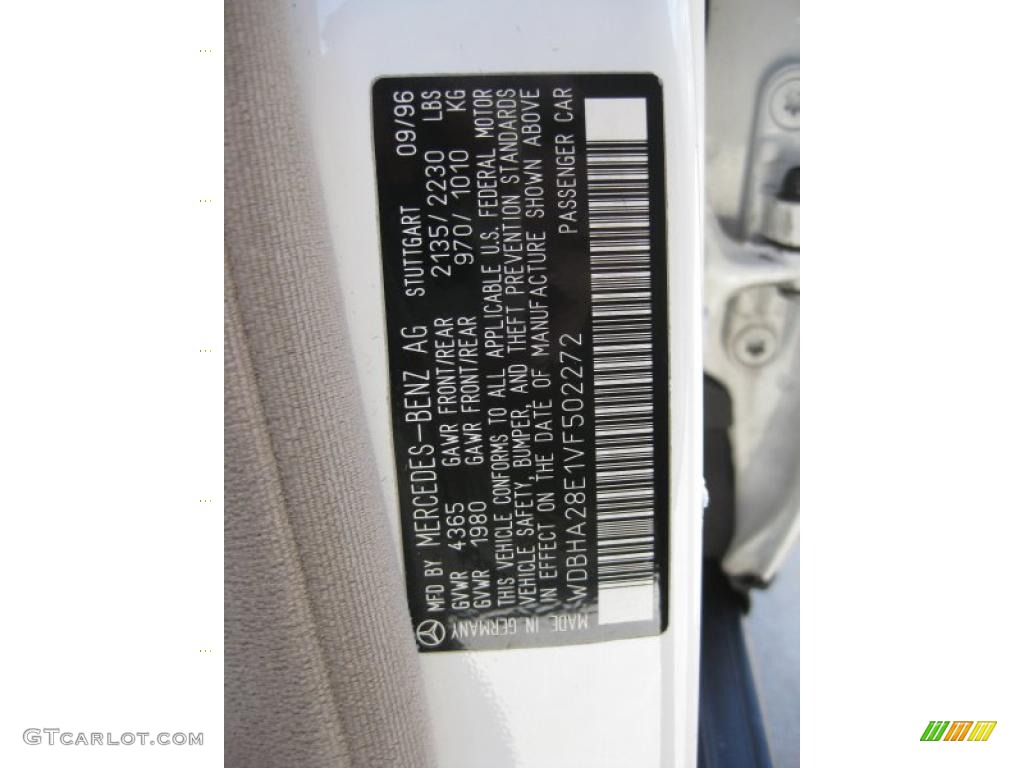 1997 Mercedes-Benz C 280 Sedan Info Tag Photo #41198342