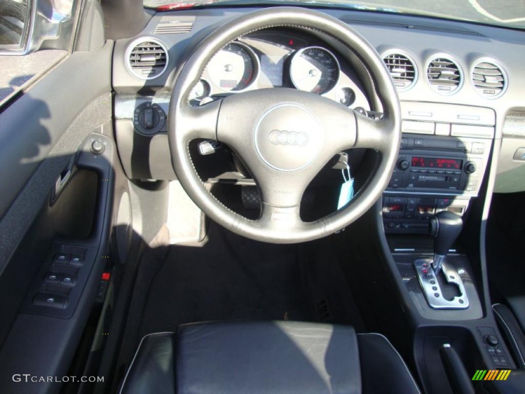2005 Audi S4 4.2 quattro Cabriolet Ebony Steering Wheel Photo #41211267