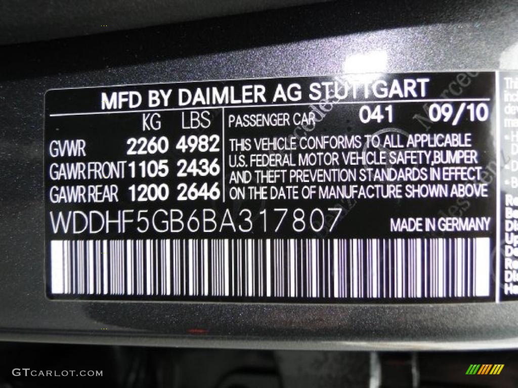 2011 E Color Code 041 for designo Graphite Metallic Photo #41214039