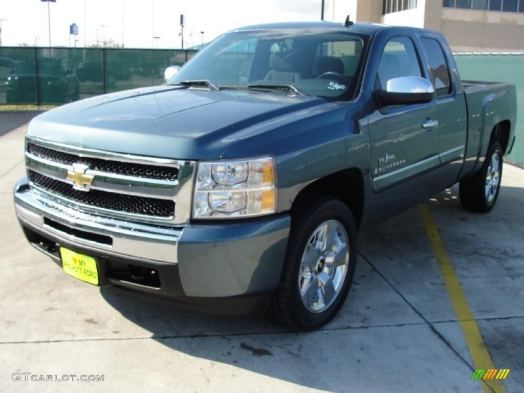 2009 Silverado 1500 LT Extended Cab - Blue Granite Metallic / Ebony photo #7