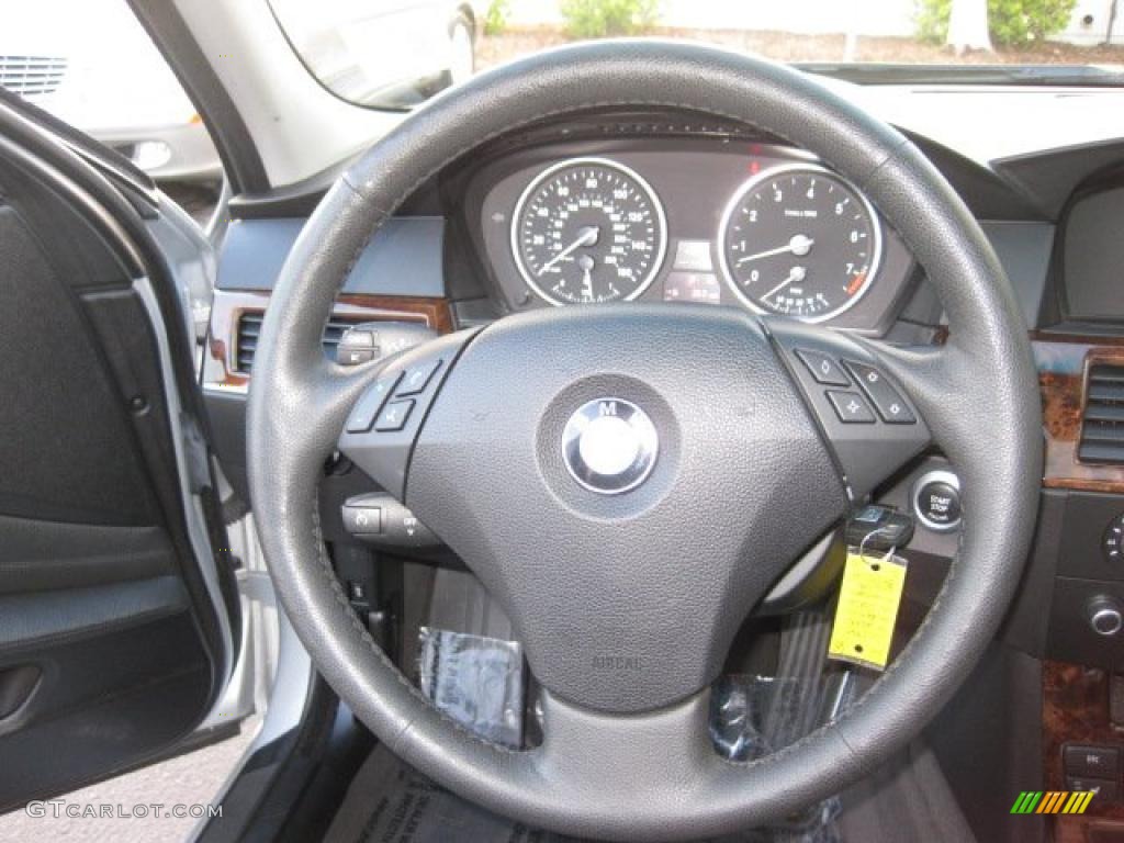 2008 BMW 5 Series 535xi Sports Wagon Black Dakota Leather Steering Wheel Photo #41222095