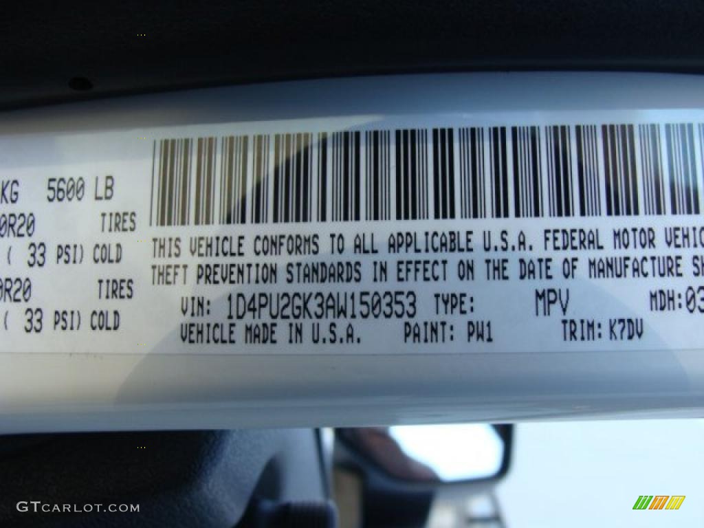 2010 Nitro Color Code PW1 for Stone White Photo #41225539