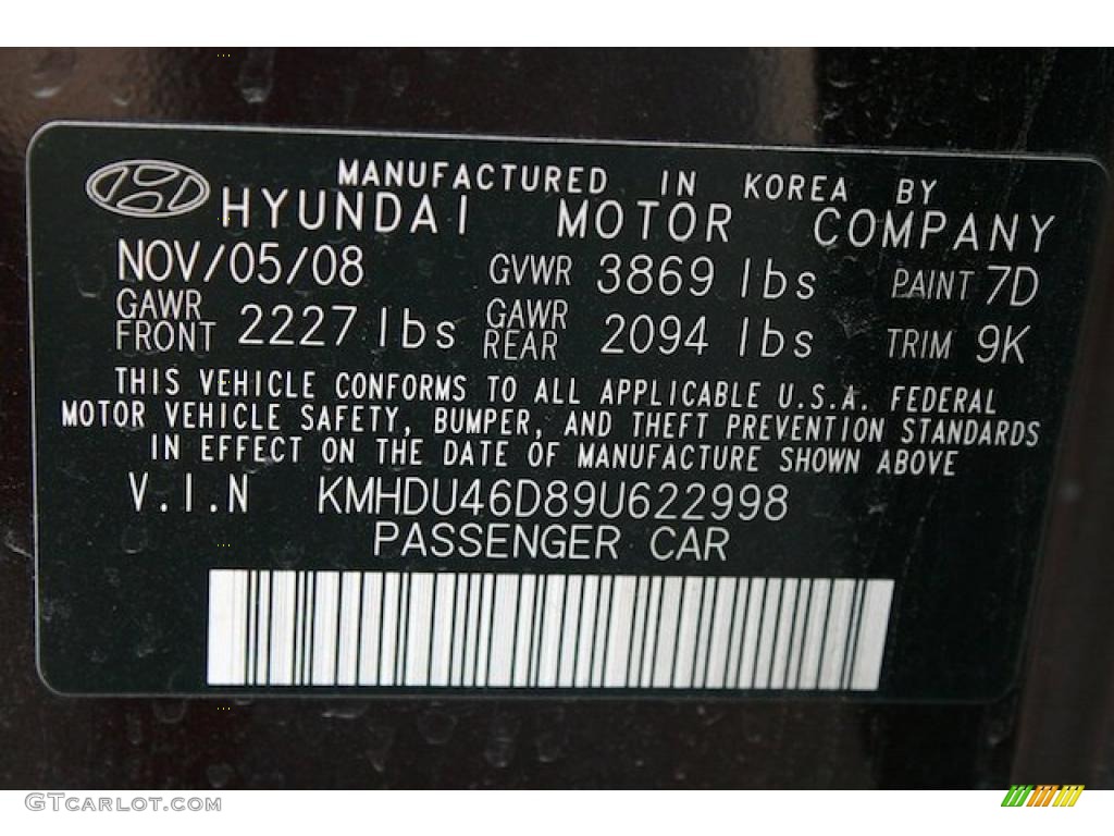 2009 Elantra Color Code 7D for Purple Rain Photo #41226431