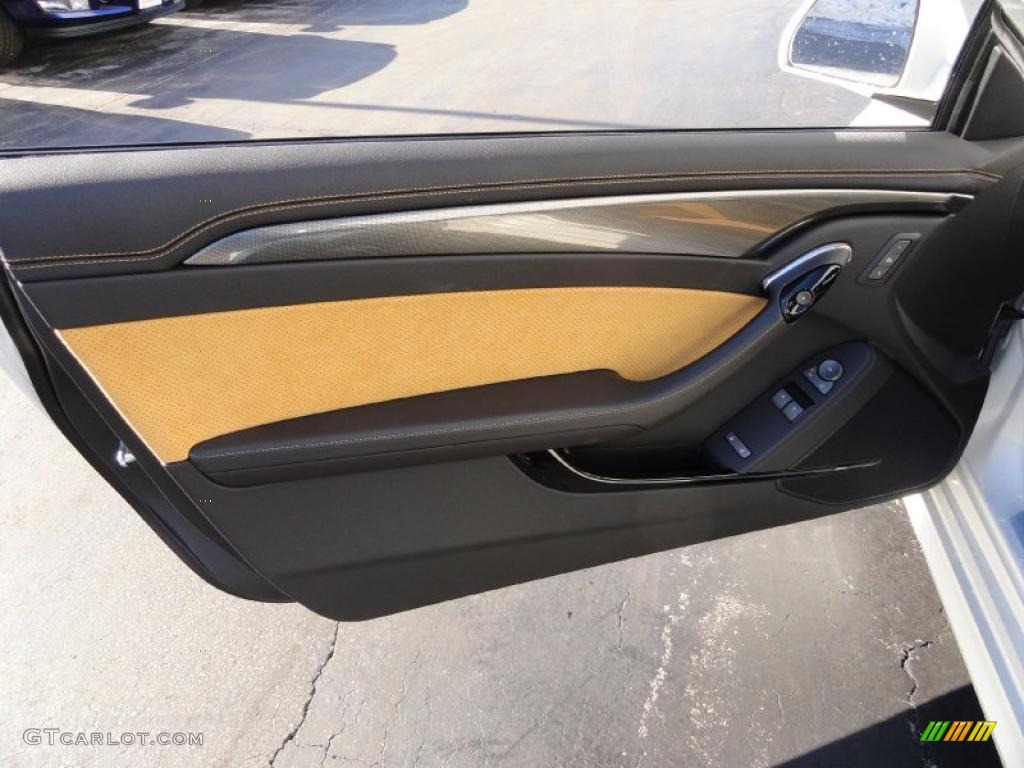 2011 Cadillac CTS -V Coupe Ebony/Saffron Door Panel Photo #41230027