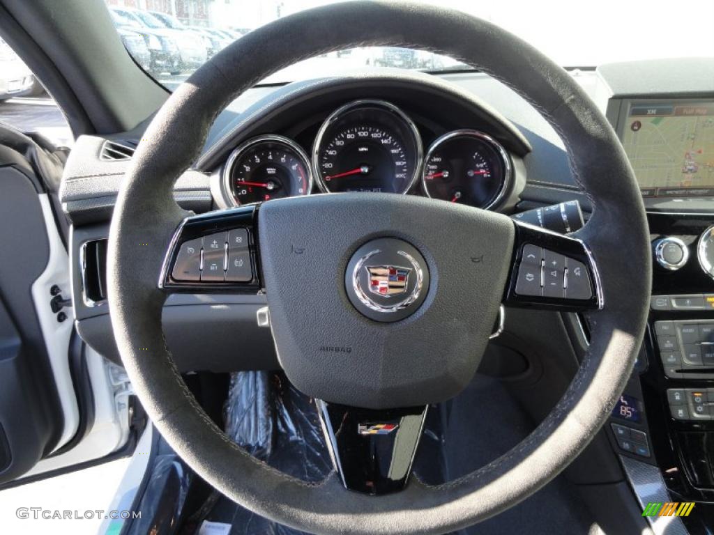 2011 Cadillac CTS -V Coupe Ebony/Saffron Steering Wheel Photo #41230131