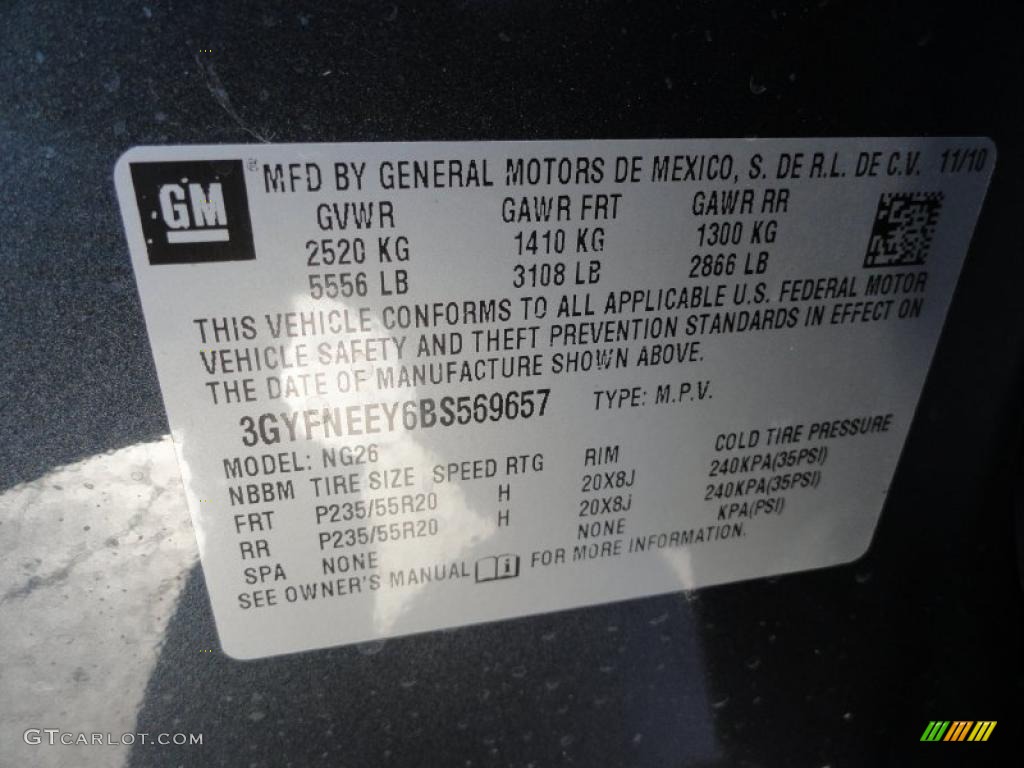 2011 Cadillac SRX 4 V6 AWD Info Tag Photo #41230355